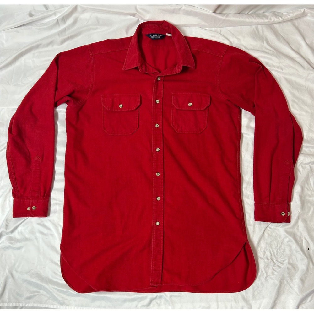 Vintage Lands End Mens XLT Red Chamois Flannel Shirt Made in USA 80s Heritage